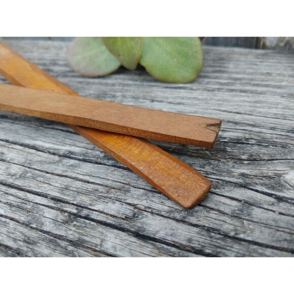 Vintage Handcarved Hardwood Serving Fork And Spoon Set - Picture 4 of 10